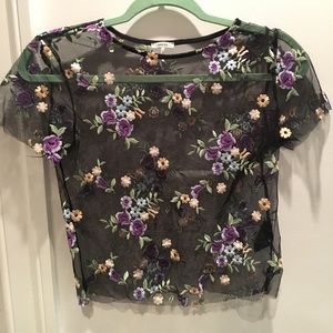 Kimchi Blue mesh floral crop top size S